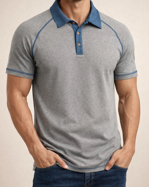 Spring Men's Short-sleeved Lapel Henry T-shirt Men's POLO Bottoming Shirt | JRSEE:203b30ce-68bc-4ac2-91d9-9f736f0a8055