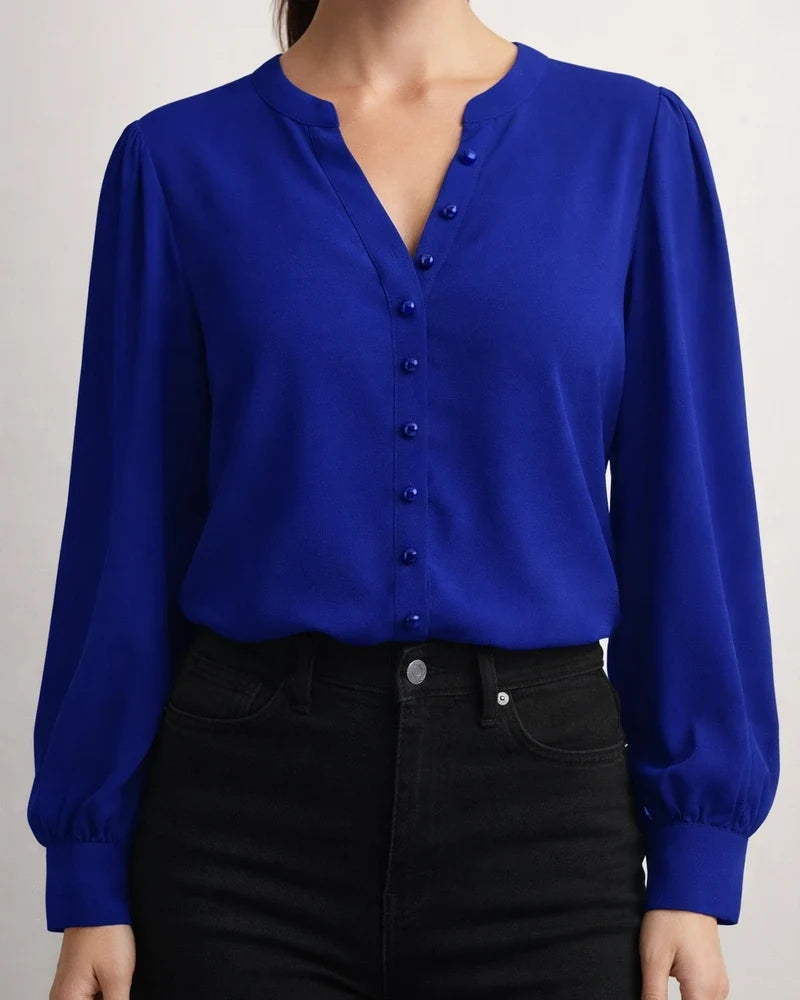 Spring New Arrival: Elegant Solid Color Collared Long-Sleeve Relaxed Fit Women's Shirt | JRSEE:3312bde8-98c1-4add-88cc-25870e24d49a