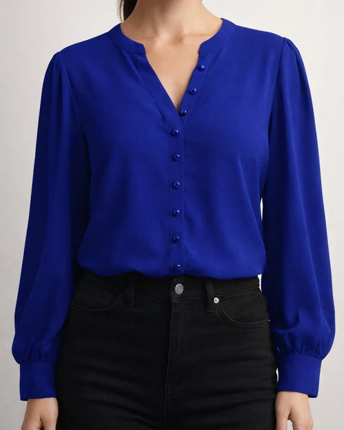 Spring New Arrival: Elegant Solid Color Collared Long-Sleeve Relaxed Fit Women's Shirt | JRSEE:3312bde8-98c1-4add-88cc-25870e24d49a