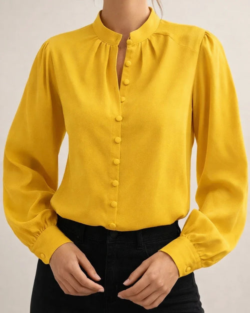 Spring New Arrival: Elegant Solid Color Collared Long-Sleeve Relaxed Fit Women's Shirt | JRSEE:0b1d1a7a-27fe-4d62-8783-3a459b8e60e4