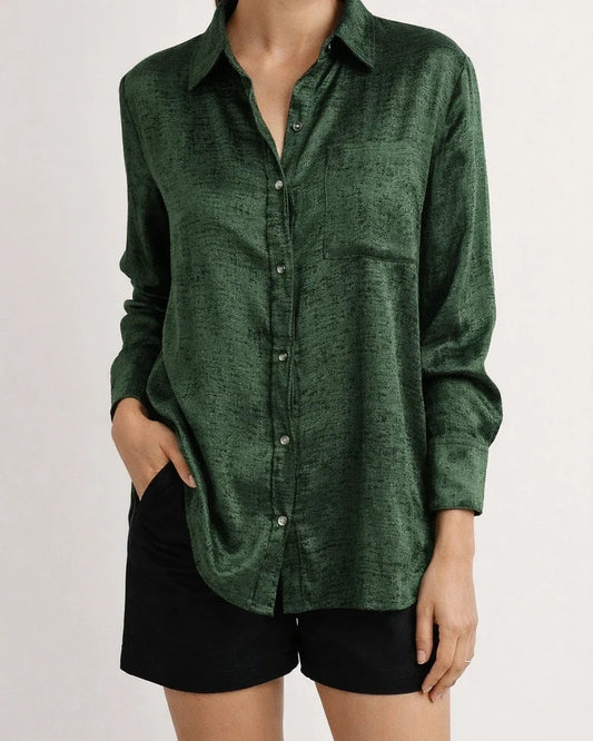 Spring New Women's Casual Suede Fashion Collar Long-sleeved Shirt | JRSEE:0b7c64e7-c0c4-45e4-bc46-67d23af7787d