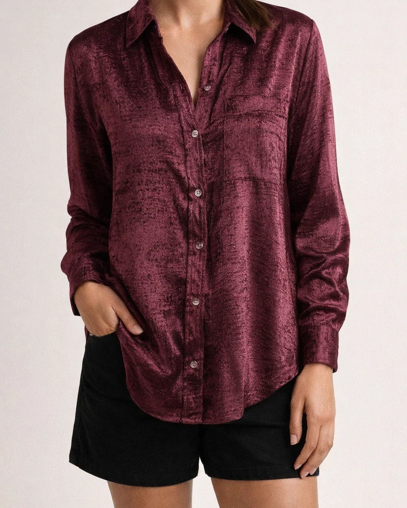 Spring New Women's Casual Suede Fashion Collar Long-sleeved Shirt | JRSEE:c95c74eb-f31c-49f3-8388-563d735c6d9a