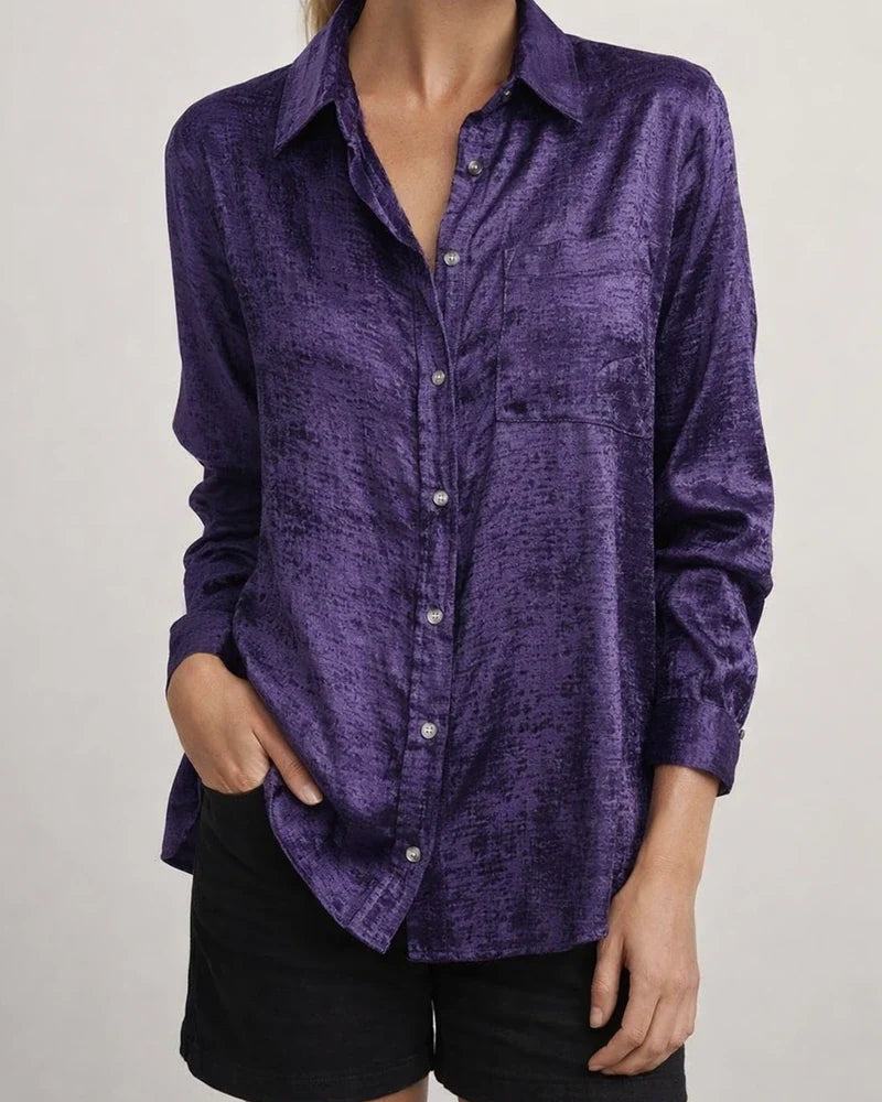 Spring New Women's Casual Suede Fashion Collar Long-sleeved Shirt | JRSEE:fd696bac-cb29-4300-a1ed-409eb0763a47