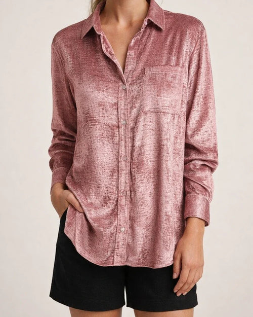 Spring New Women's Casual Suede Fashion Collar Long-sleeved Shirt | JRSEE:109cbaad-47b5-484d-afb7-98639e5a978f
