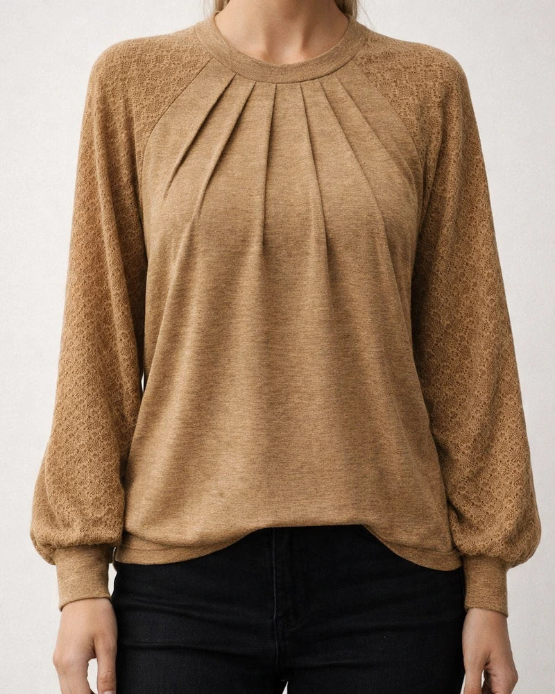 Spring New Women's Lace Round Neck Long-sleeved T-shirt | JRSEE:3cf968fe-e005-4311-8148-bfcd0a7d75b6