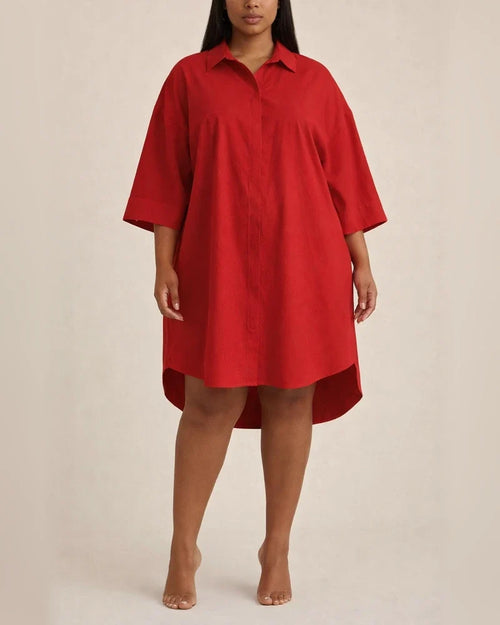 Spring New Women's Solid Color Shirt Lapel Loose Dress | JRSEE:d899c96d-6ea4-42ca-99f1-f8469472dd2b