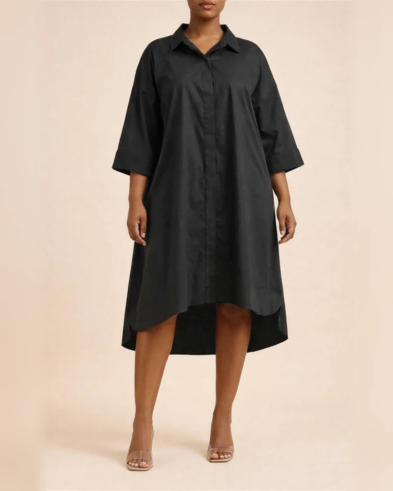 Spring New Women's Solid Color Shirt Lapel Loose Dress | JRSEE:024e5539-4aa2-4896-b3ff-dbbd0c9ec7bc