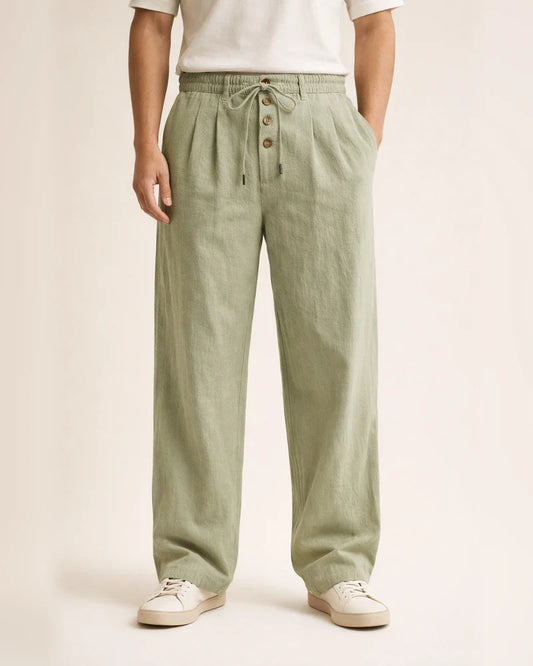 Spring/Summer New Arrival Men's Breathable Cotton-Linen Loose Casual Athletic Solid Color Full-Length Pants | JRSEE:489f0c27-3fb7-4bac-a364-95974489b080