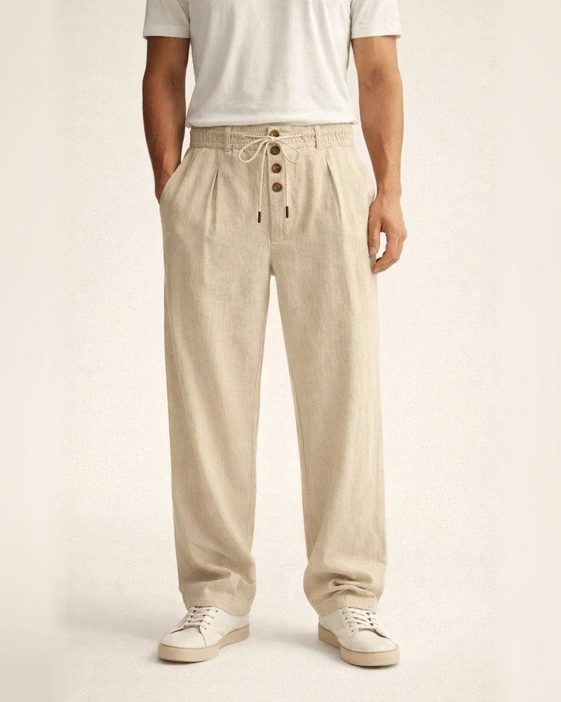 Spring/Summer New Arrival Men's Breathable Cotton-Linen Loose Casual Athletic Solid Color Full-Length Pants | JRSEE:f7120b9d-1066-4f84-b43a-0cbf4fe84327