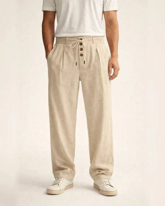 Spring/Summer New Arrival Men's Breathable Cotton-Linen Loose Casual Athletic Solid Color Full-Length Pants | JRSEE:f7120b9d-1066-4f84-b43a-0cbf4fe84327