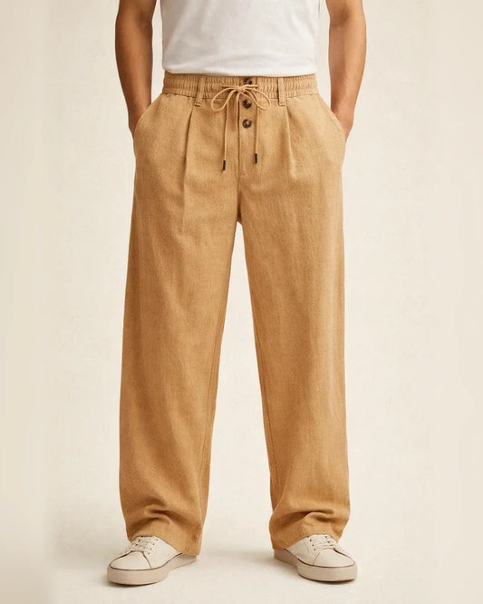 Spring/Summer New Arrival Men's Breathable Cotton-Linen Loose Casual Athletic Solid Color Full-Length Pants | JRSEE:9b99408b-29a3-4dba-a08f-8d73298920c5