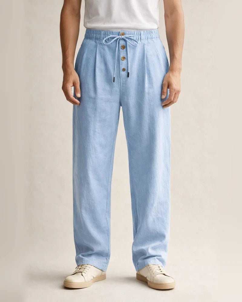 Spring/Summer New Arrival Men's Breathable Cotton-Linen Loose Casual Athletic Solid Color Full-Length Pants | JRSEE:f56dd2b9-4917-4218-abcf-31dd3b5d6fe0