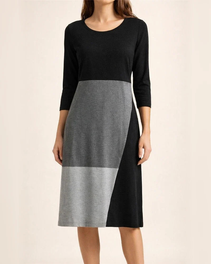 Spring Summer New Arrival Women's Midi Crew Neck Long Sleeve Geometric Print Dress | JRSEE:53abc981-1a3f-4601-87b7-3361da814e6b