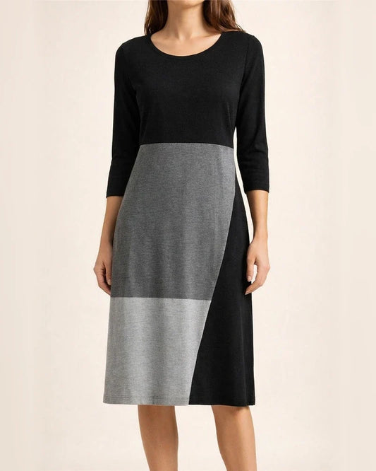 Spring Summer New Arrival Women's Midi Crew Neck Long Sleeve Geometric Print Dress | JRSEE:53abc981-1a3f-4601-87b7-3361da814e6b