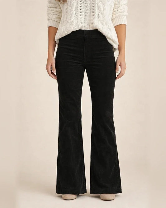 Spring/Summer Women's Solid Color High-Waisted Slim-Fit Slightly Flared Corduroy Casual Pants | JRSEE:a556484e-0575-41cc-8973-27a8b8efc993