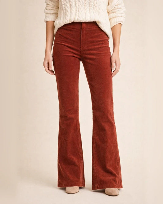 Spring/Summer Women's Solid Color High-Waisted Slim-Fit Slightly Flared Corduroy Casual Pants | JRSEE:896a38c1-f13a-4fb5-b1d2-1b8199f6dbcf