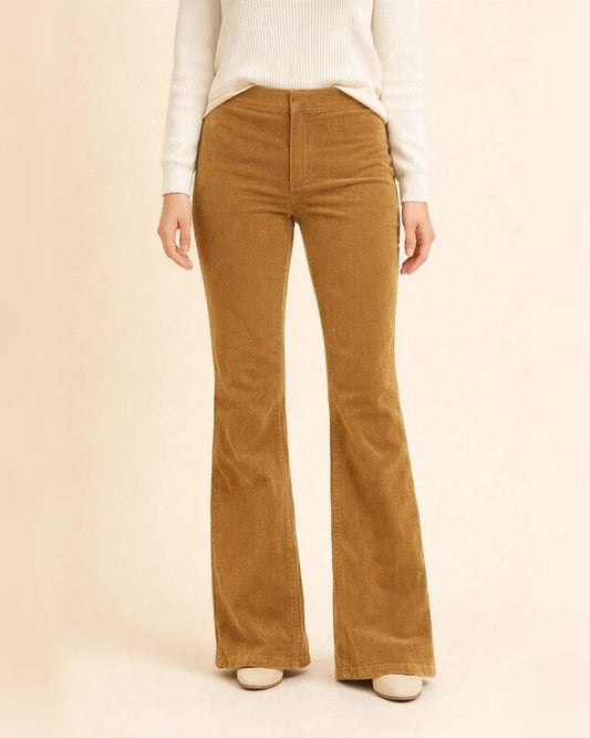 Spring/Summer Women's Solid Color High-Waisted Slim-Fit Slightly Flared Corduroy Casual Pants | JRSEE:c364d712-e7a3-4784-bb92-ee22125d5889