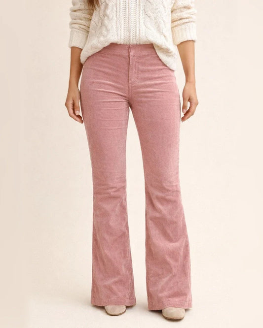 Spring/Summer Women's Solid Color High-Waisted Slim-Fit Slightly Flared Corduroy Casual Pants | JRSEE:6fce40c3-53d0-48a6-aaf1-db4a96601e11