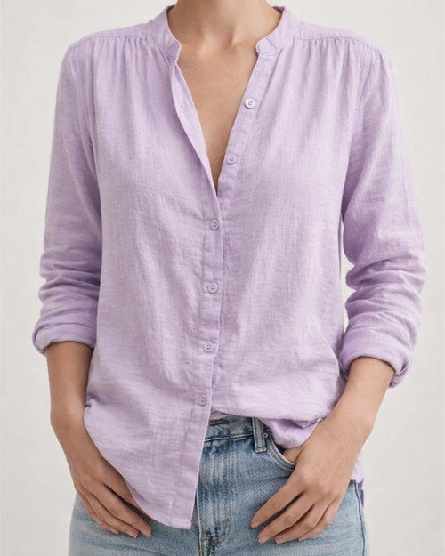Spring Women’s Casual Loose-Fit Fashionable Long-Sleeve Cotton-Linen Solid-Color Retro Shirt | JRSEE:c5023619-dca5-4d65-8316-a8bc4809ef0e