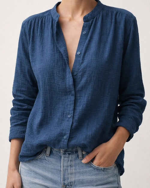 Spring Women’s Casual Loose-Fit Fashionable Long-Sleeve Cotton-Linen Solid-Color Retro Shirt | JRSEE:df5dc31a-270f-48d7-af3b-fe12887ace5f