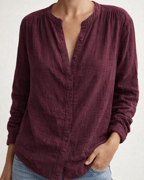 Spring Women’s Casual Loose-Fit Fashionable Long-Sleeve Cotton-Linen Solid-Color Retro Shirt | JRSEE:f7be6918-b5a5-4345-8c79-7b0a59ea9c47