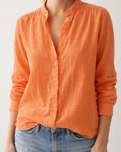 Spring Women’s Casual Loose-Fit Fashionable Long-Sleeve Cotton-Linen Solid-Color Retro Shirt | JRSEE:d4949276-273c-4fb4-b40d-d1ede3deb0d0