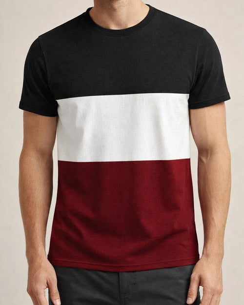 Summer Casual Round Neck Short-sleeved Men's Tops Tricolor Round Neck Men's Fashion Fitness Sports T-shirt | JRSEE:1619bb55-f5f3-4554-a079-8892e98fb52c