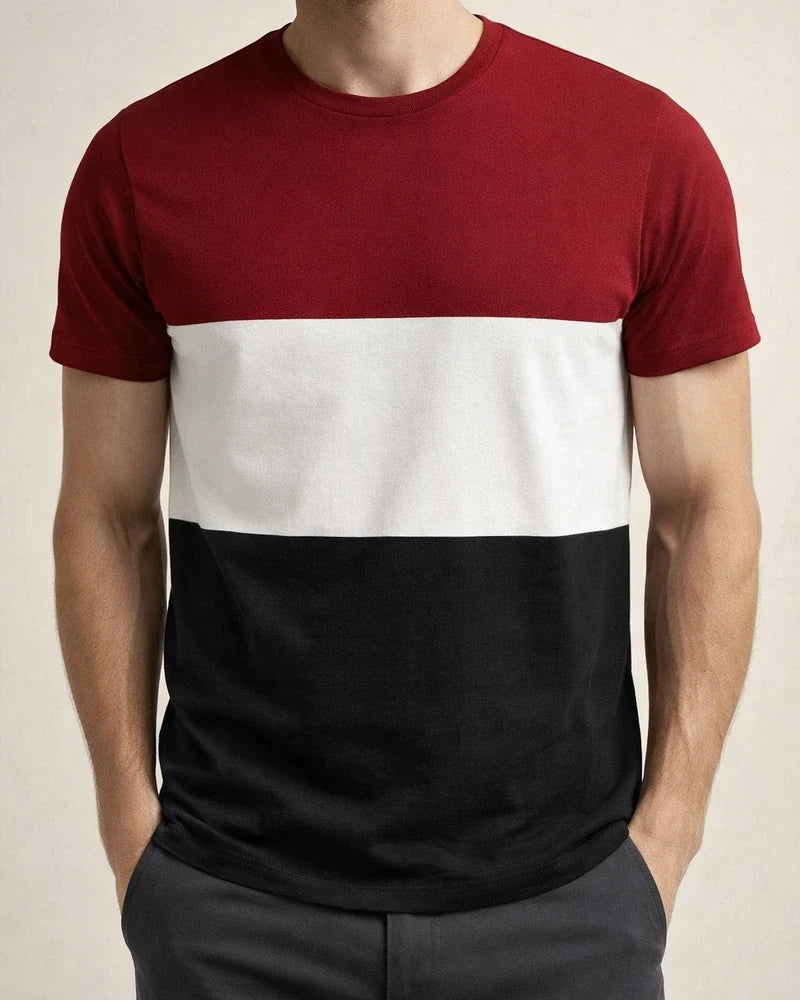 Summer Casual Round Neck Short-sleeved Men's Tops Tricolor Round Neck Men's Fashion Fitness Sports T-shirt | JRSEE:9beb0912-4d65-4ee2-a497-228fe6ca219a