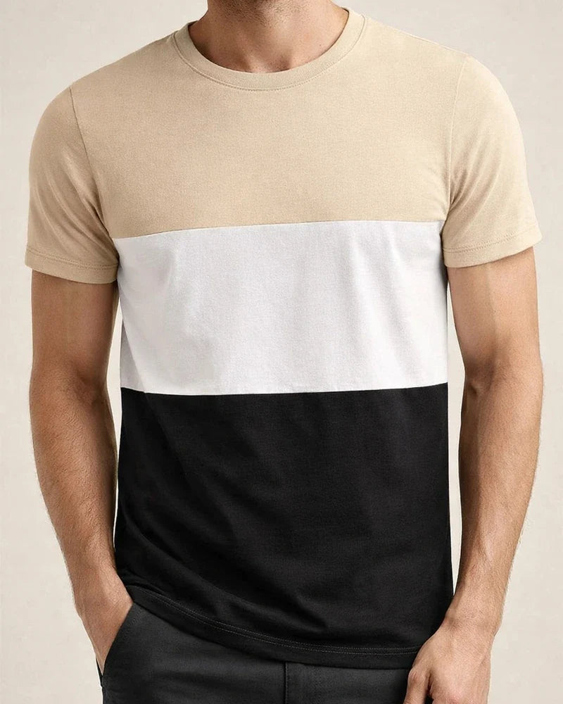Summer Casual Round Neck Short-sleeved Men's Tops Tricolor Round Neck Men's Fashion Fitness Sports T-shirt | JRSEE:7778361b-f4b6-40ed-9c31-d73a712c5ade