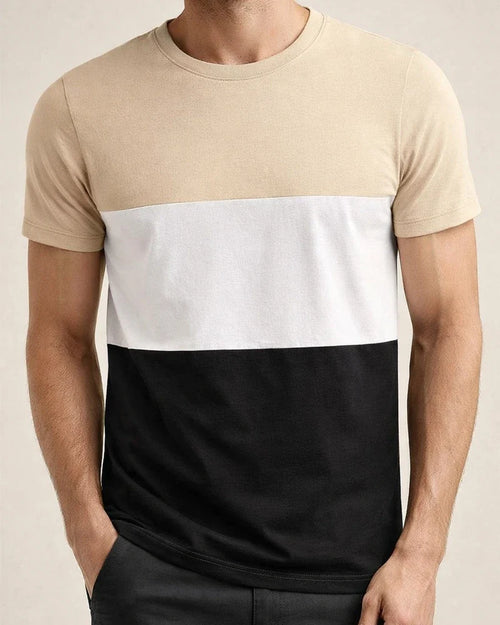Summer Casual Round Neck Short-sleeved Men's Tops Tricolor Round Neck Men's Fashion Fitness Sports T-shirt | JRSEE:7778361b-f4b6-40ed-9c31-d73a712c5ade