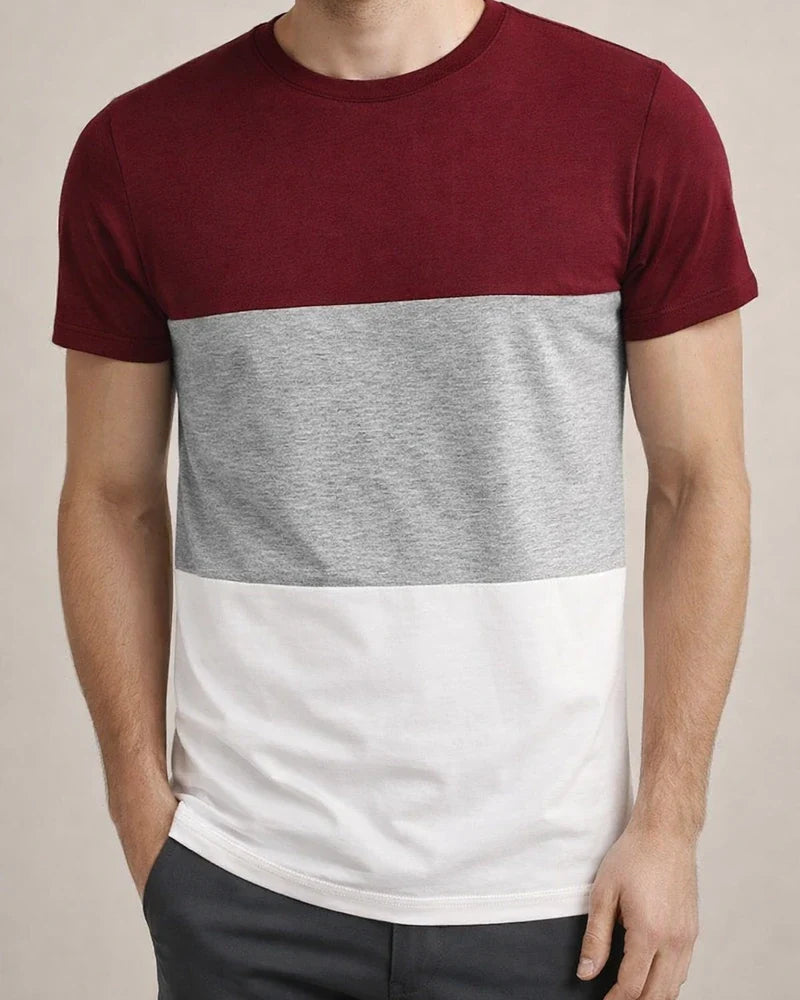 Summer Casual Round Neck Short-sleeved Men's Tops Tricolor Round Neck Men's Fashion Fitness Sports T-shirt | JRSEE:1222ffaf-5b80-429d-824a-d762a5c29b9d