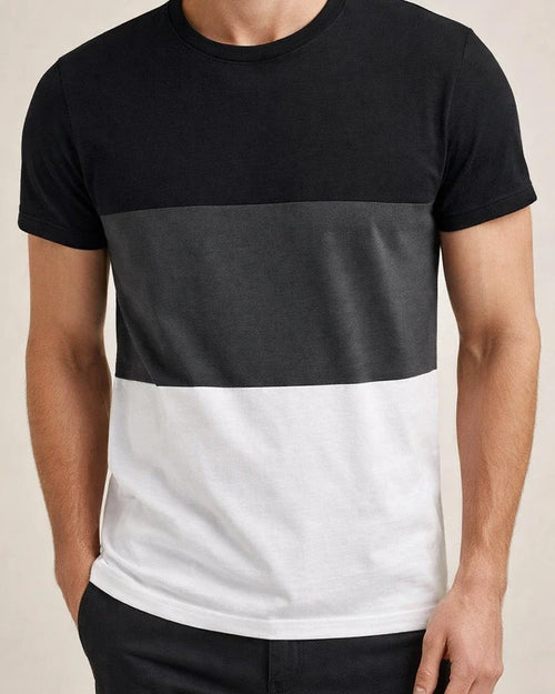 Summer Casual Round Neck Short-sleeved Men's Tops Tricolor Round Neck Men's Fashion Fitness Sports T-shirt | JRSEE:9c53de4d-6e7f-4149-acf9-040e6d4dc9ef