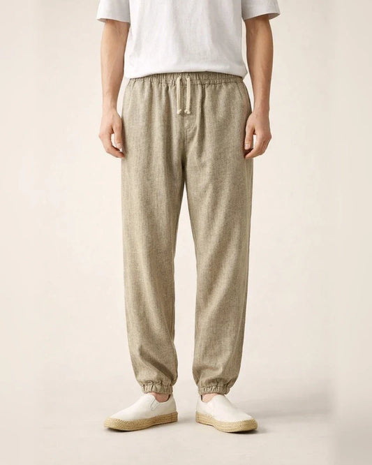 Summer Chinese-Style Retro Cotton-Linen Men's Casual Pants - Solid Color Plus Size Loose-Fit Slim-Leg Linen Pants | JRSEE:911f1fe6-c610-4e84-a6e8-a5e2429eb0c2
