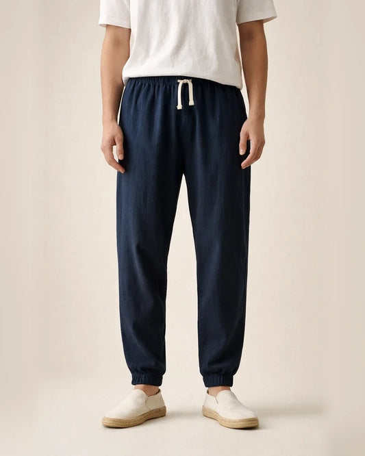 Summer Chinese-Style Retro Cotton-Linen Men's Casual Pants - Solid Color Plus Size Loose-Fit Slim-Leg Linen Pants | JRSEE:4b392b81-da45-4459-bea3-7d1976db9ab9