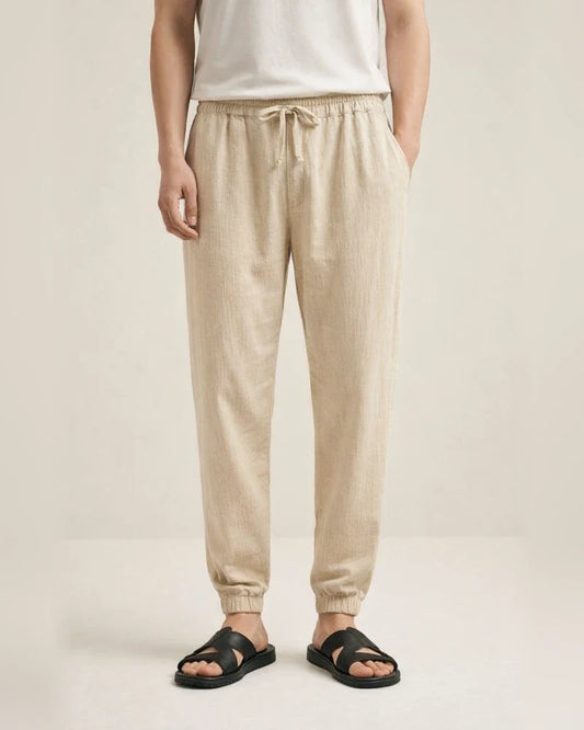 Summer Chinese-Style Retro Cotton-Linen Men's Casual Pants - Solid Color Plus Size Loose-Fit Slim-Leg Linen Pants | JRSEE:27af1076-38fb-4b88-8cd8-036080efde9c