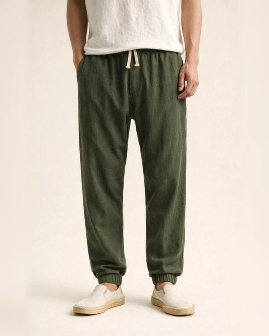 Summer Chinese-Style Retro Cotton-Linen Men's Casual Pants - Solid Color Plus Size Loose-Fit Slim-Leg Linen Pants | JRSEE:c3a2fd89-4a56-4382-b445-4831c9ff65e0