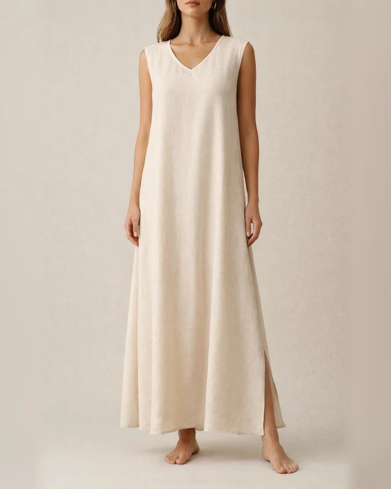 Summer Dresses Women's Sleeveless V-Neck Side Split One-piece Long Dresses | JRSEE:3d2970df-d53d-4661-bef1-2fe1b9ec92ac