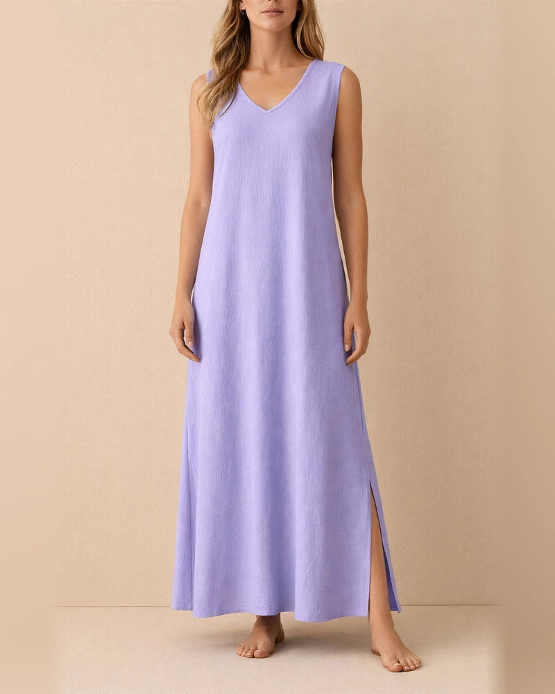 Summer Dresses Women's Sleeveless V-Neck Side Split One-piece Long Dresses | JRSEE:2ad8554e-b0da-46b2-b1a4-4fe0322ab191