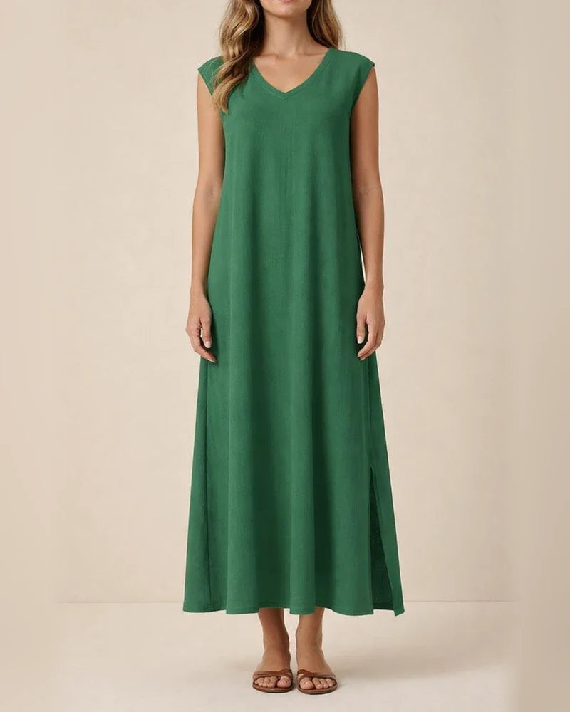 Summer Dresses Women's Sleeveless V-Neck Side Split One-piece Long Dresses | JRSEE:c0427f7a-97f9-4dea-a909-5f67f6532aac