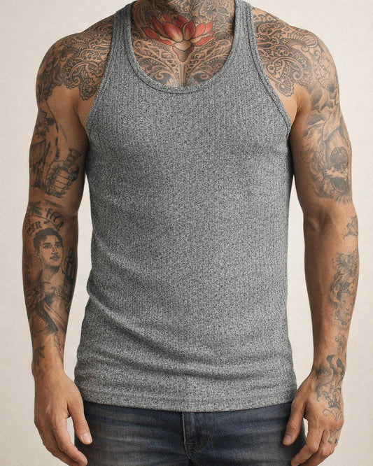 Summer Explosion of Solid Color Knitted Vertical Stripes Fitness Sports Slim Undershirt Men Work Word Undershirt | JRSEE:a398e151-abaa-4661-b134-662acc157f30