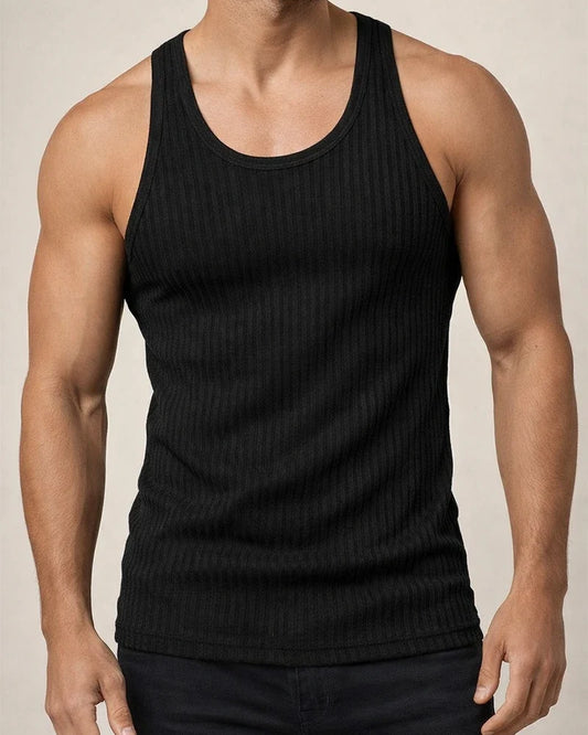 Summer Explosion of Solid Color Knitted Vertical Stripes Fitness Sports Slim Undershirt Men Work Word Undershirt | JRSEE:8a5368ee-e548-449e-a7b6-01ba055be91c