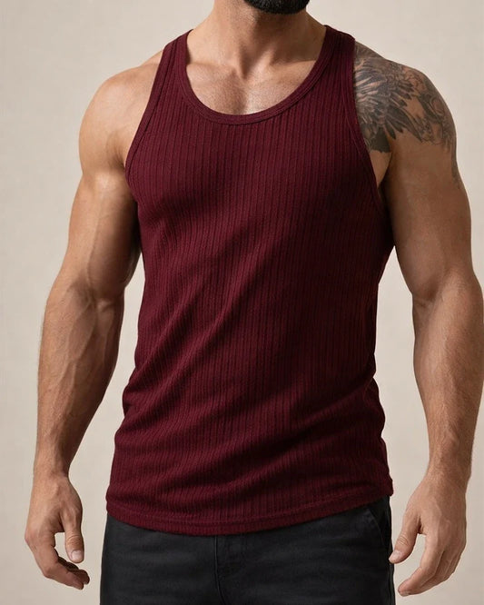 Summer Explosion of Solid Color Knitted Vertical Stripes Fitness Sports Slim Undershirt Men Work Word Undershirt | JRSEE:130ad55c-c700-40e0-9572-41757917eed5