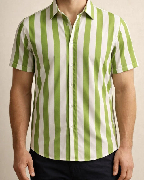 Summer Hot Sale Men's Printed Striped Short-sleeved Lapel Hong Kong Style Personality Loose Casual Shirt | JRSEE:9be2e0e9-15ad-4cff-ae3c-aacb0e6d9547
