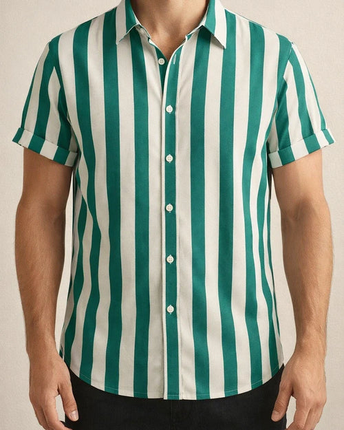 Summer Hot Sale Men's Printed Striped Short-sleeved Lapel Hong Kong Style Personality Loose Casual Shirt | JRSEE:d09b82d9-da34-4e2e-907a-8d68ce71c373