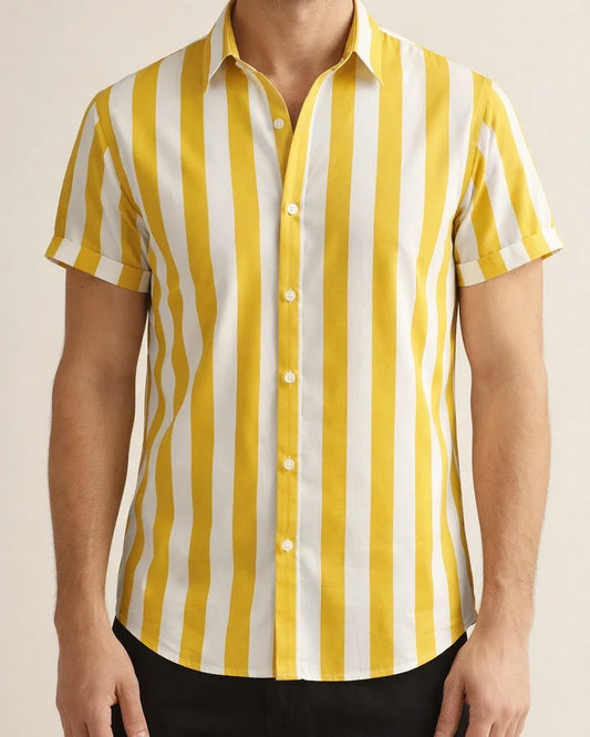 Summer Hot Sale Men's Printed Striped Short-sleeved Lapel Hong Kong Style Personality Loose Casual Shirt | JRSEE:3a848c71-a881-4c0e-8051-745033f5ce83