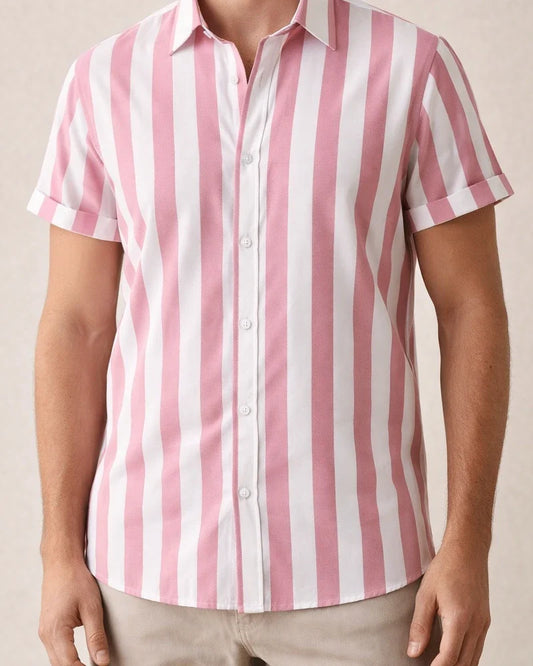 Summer Hot Sale Men's Printed Striped Short-sleeved Lapel Hong Kong Style Personality Loose Casual Shirt | JRSEE:7ca61114-2ba9-43cd-84a1-6a566ddb6792