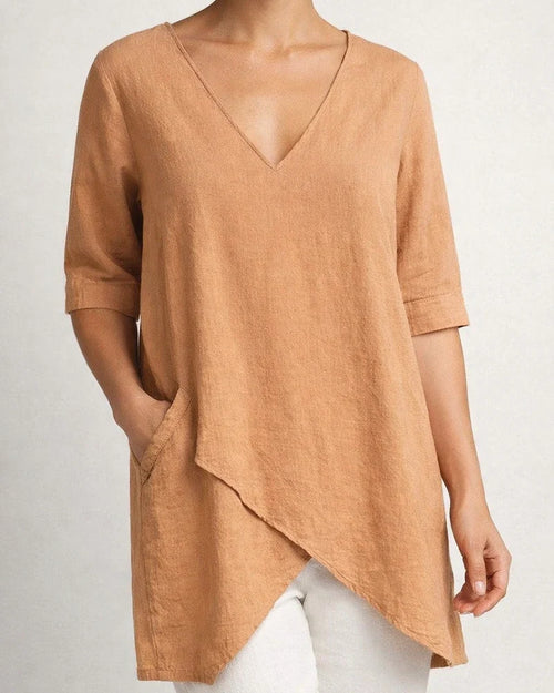 Summer Irregular Casual T-shirt New V-neck Half-sleeve Tops | JRSEE:8c597354-ae24-4a02-8668-8c981f963b20
