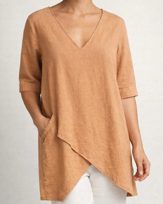 Summer Irregular Casual T-shirt New V-neck Half-sleeve Tops | JRSEE:8c597354-ae24-4a02-8668-8c981f963b20