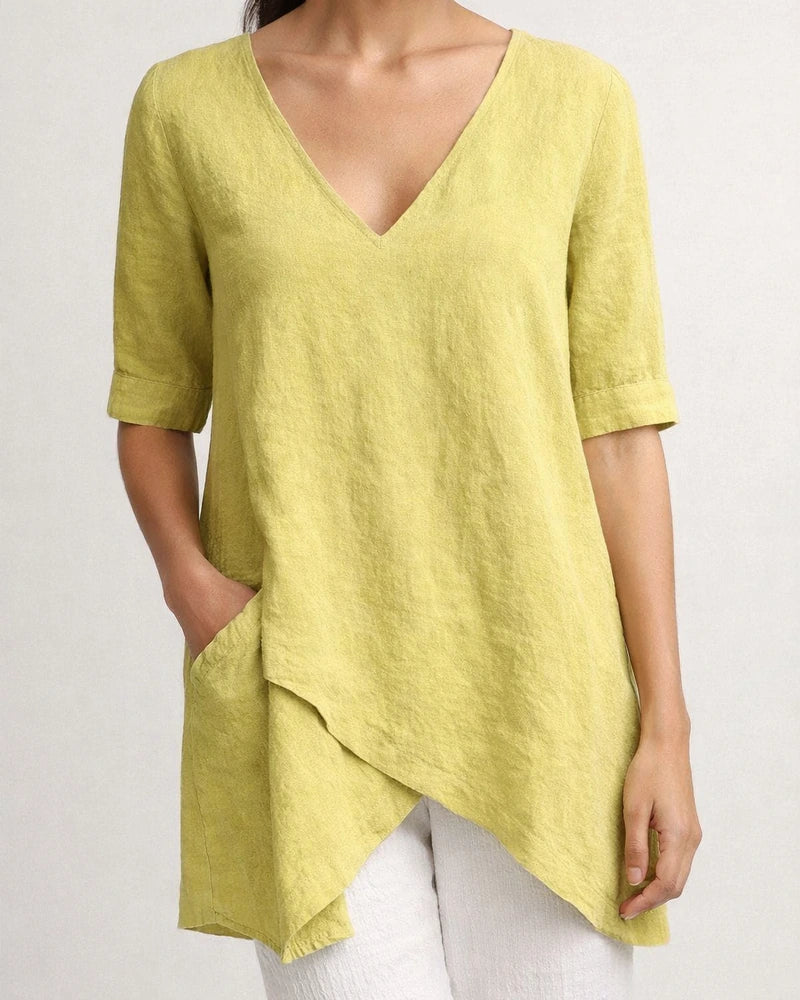 Summer Irregular Casual T-shirt New V-neck Half-sleeve Tops | JRSEE:e0c28e80-b806-45d7-b185-af828f2d73fa