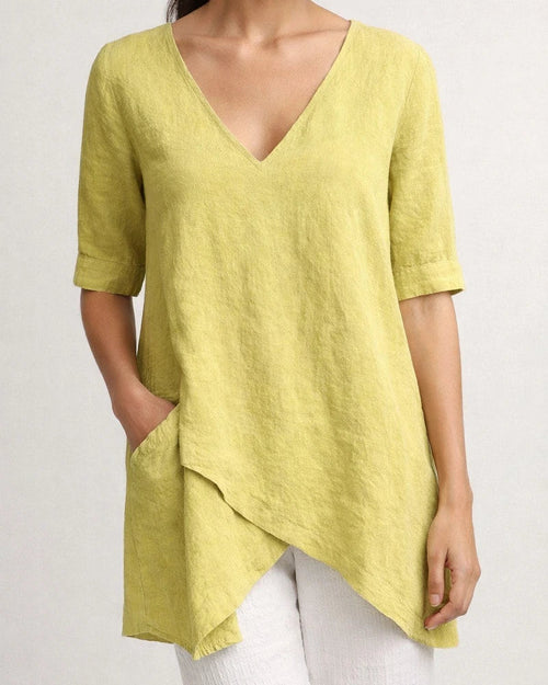 Summer Irregular Casual T-shirt New V-neck Half-sleeve Tops | JRSEE:e0c28e80-b806-45d7-b185-af828f2d73fa
